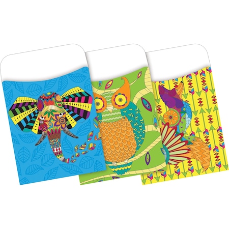 Barker Creek Bohemian Animals Peel & Stick Library Pockets, Multi-Design, 30/Pack 1242